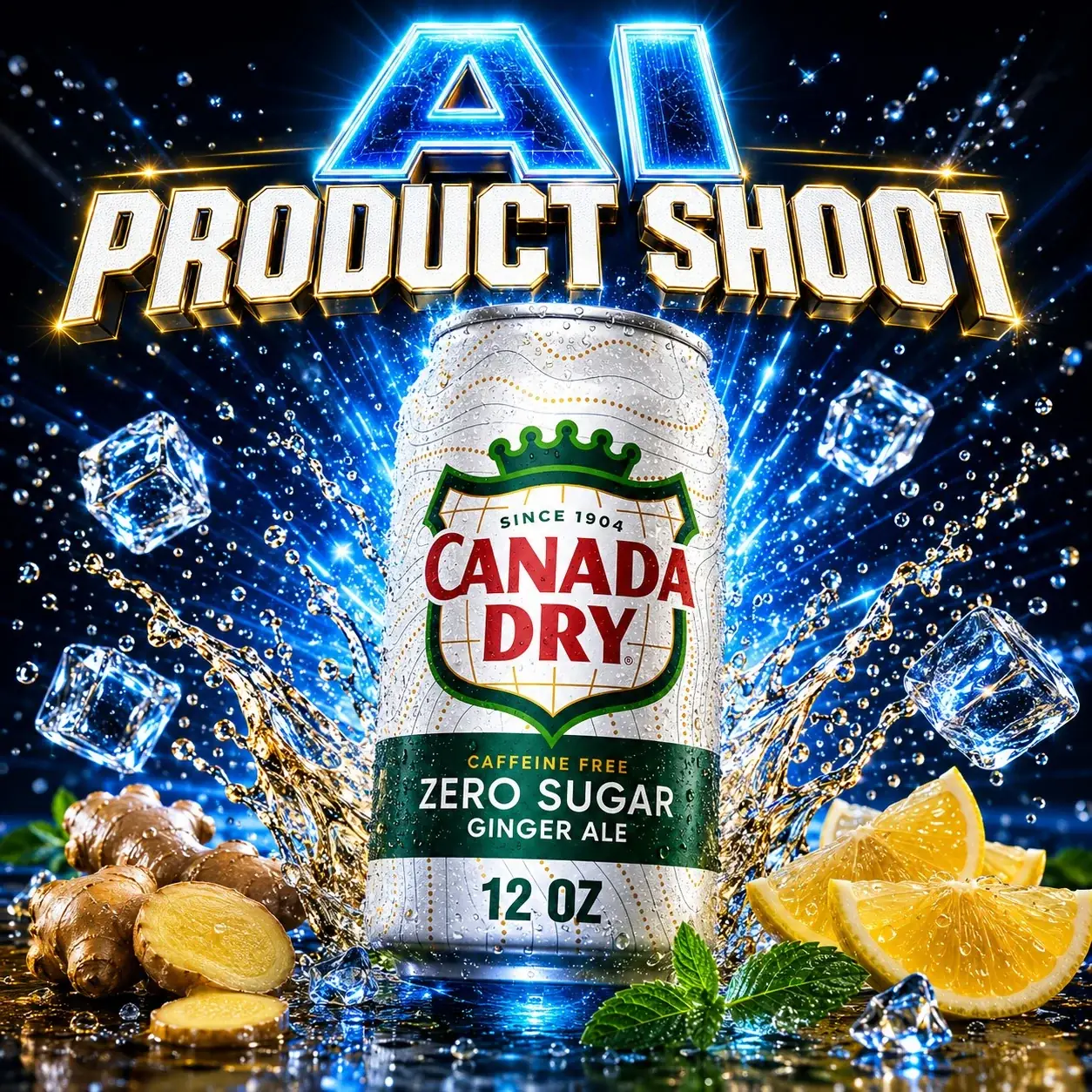 Canada Dry cinematic AI product campaign concept