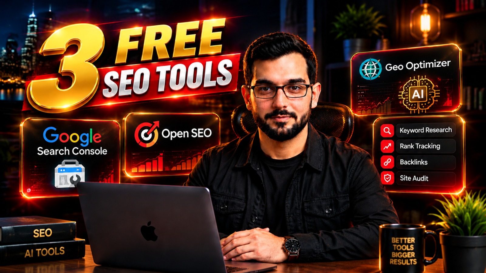 Professional 16:9 thumbnail for 3 Free SEO Tools That Turn Claude Code Into an SEO Expert