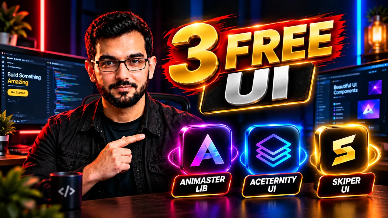 Professional 16:9 thumbnail for 3 FREE Websites for Premium UI Animations in 2026