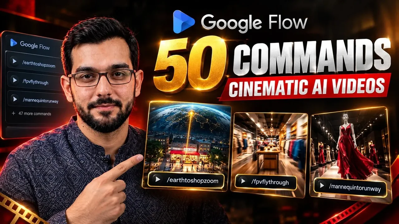 Professional 16:9 thumbnail for 50 Google Flow Commands
