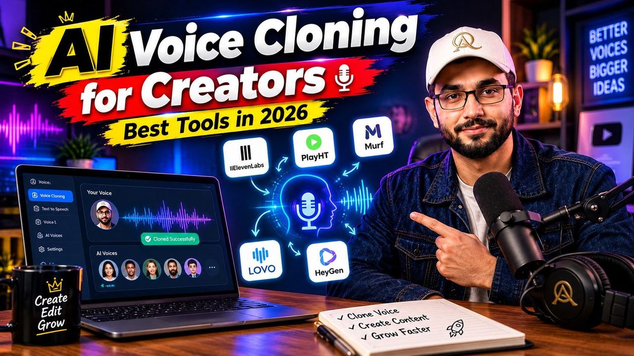 Professional 16:9 thumbnail for AI Voice Cloning for Creators: Best Tools in 2026