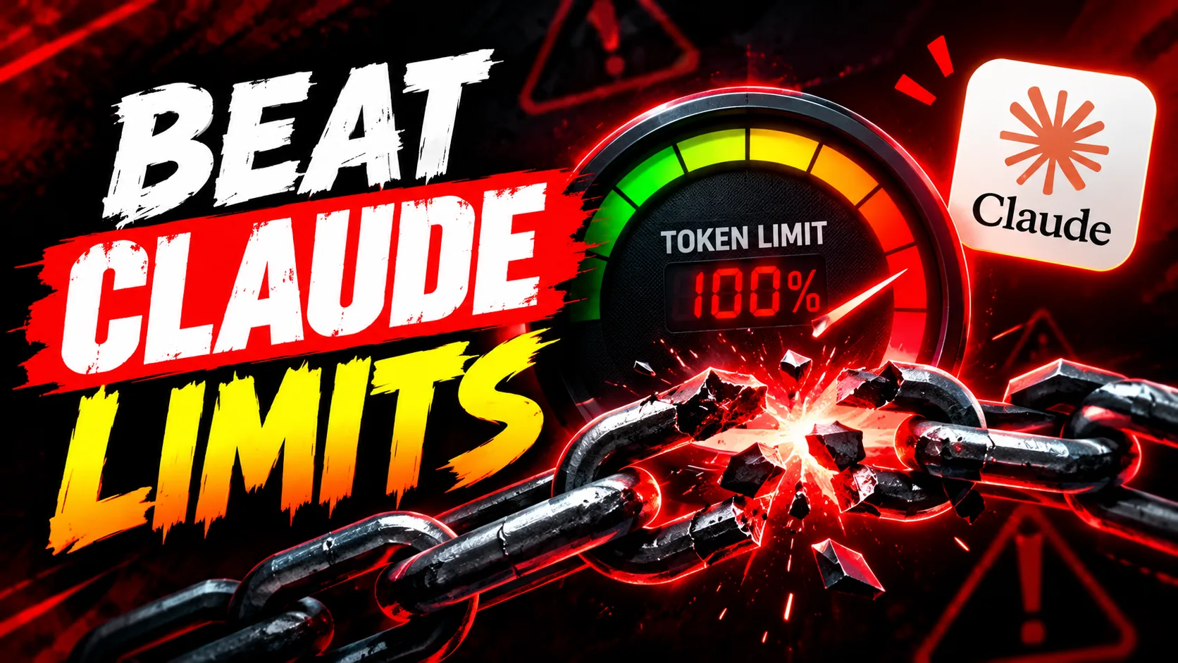 Broken chain snapping over a token limit meter gauge for Claude