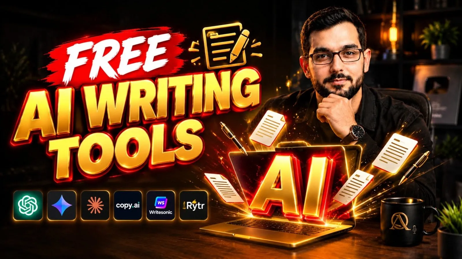 Professional 16:9 thumbnail for 7 Free AI Writing Tools for Freelancers