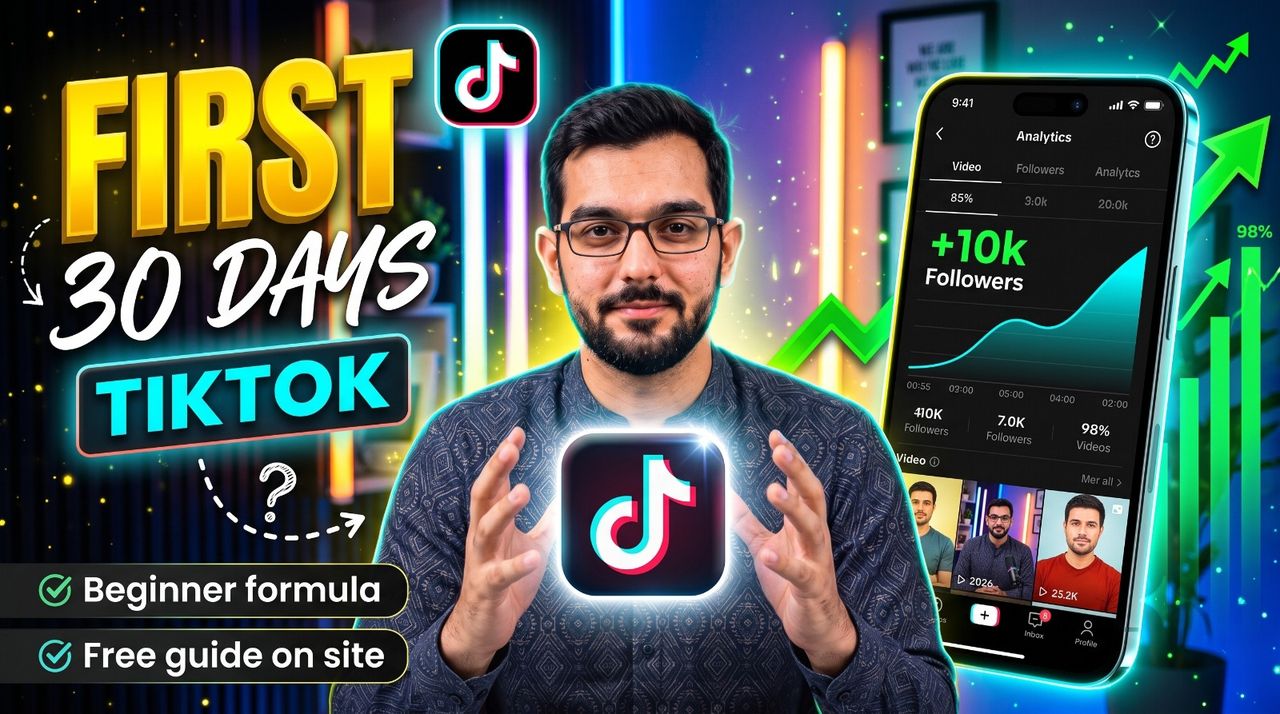 Professional 16:9 thumbnail for TikTok First 30 Days: Beginner Formula to Get 10K Followers in 2026