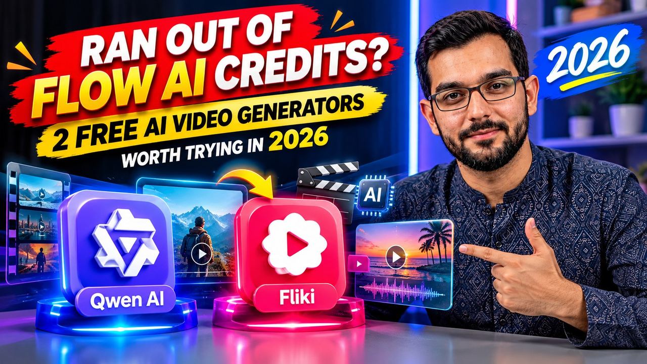 Professional 16:9 thumbnail for Ran Out of Flow AI Credits? 2 Free AI Video Generators Worth Trying in 2026 (Qwen AI + Fliki)