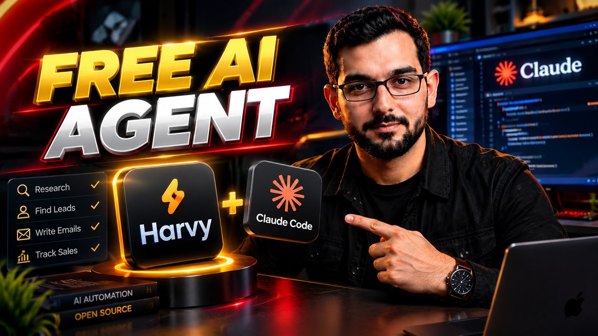 Professional 16:9 thumbnail for Free AI Agent With Claude Code: Harvey Finds Clients
