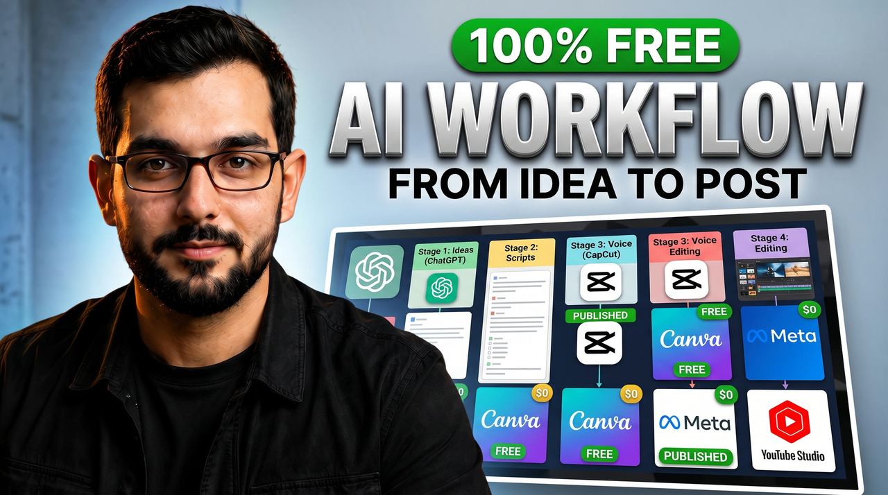 Professional 16:9 thumbnail for From Idea to Published: A Complete Free AI Workflow for Creators in