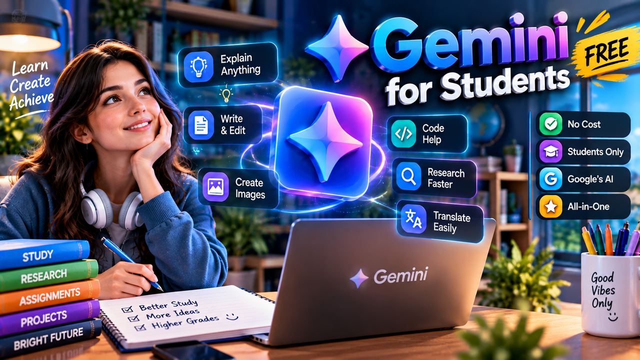 Professional 16:9 thumbnail for Google Gemini 3.8 and 25 Pro Free for Students (2026 Guide)