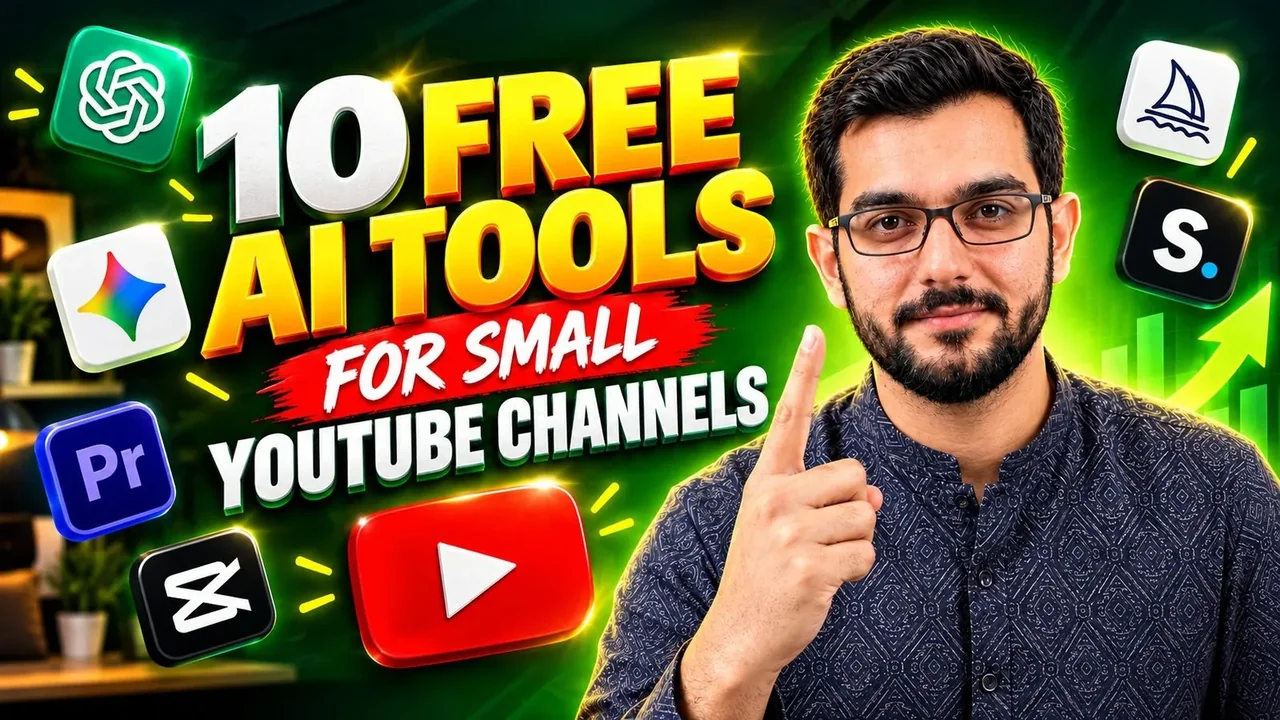 Professional 16:9 thumbnail for 10 Free AI Tools for Small YouTube Channels in