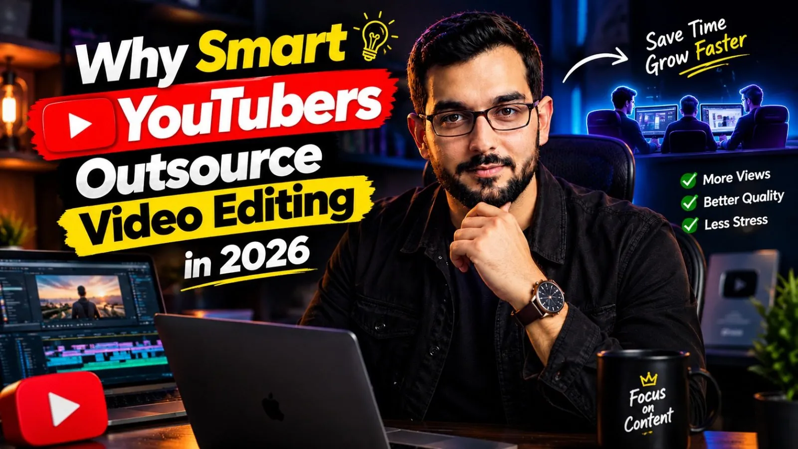 Professional 16:9 thumbnail for Why Smart YouTubers Outsource Video Editing in