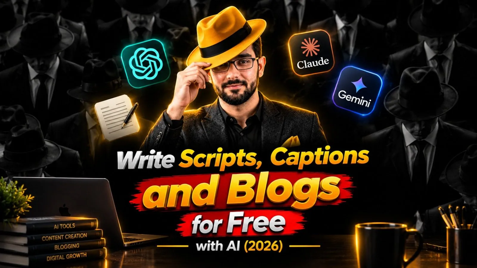 Professional 16:9 thumbnail for Write Scripts, Captions and Blogs for Free with AI