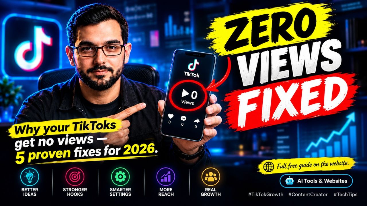 Professional 16:9 thumbnail for Why Your TikToks Get Zero Views: 5 Proven Fixes for 2026