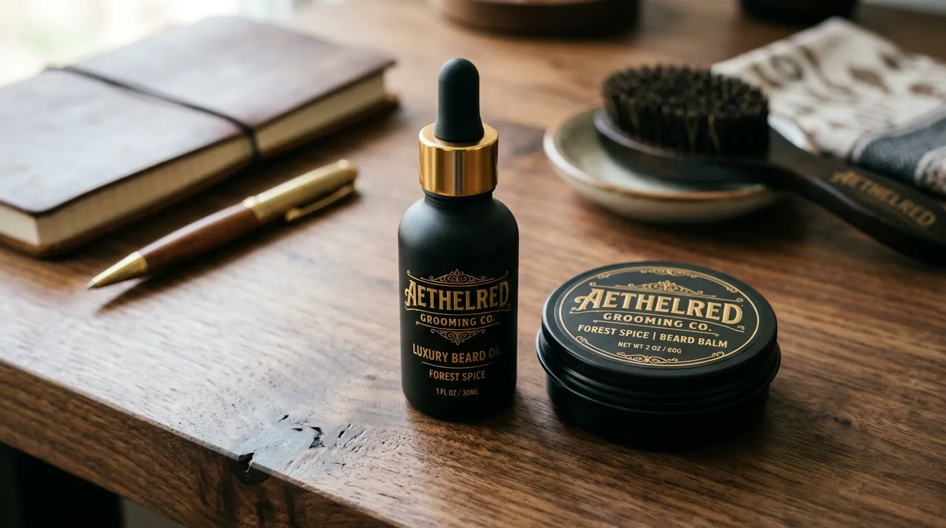 Men's grooming logo and brand identity presentation