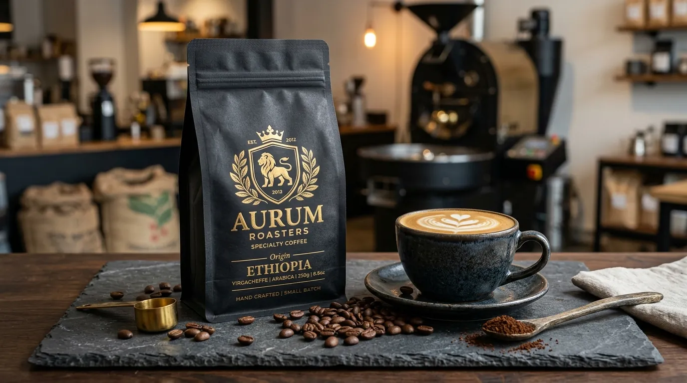 Specialty coffee logo and brand identity presentation