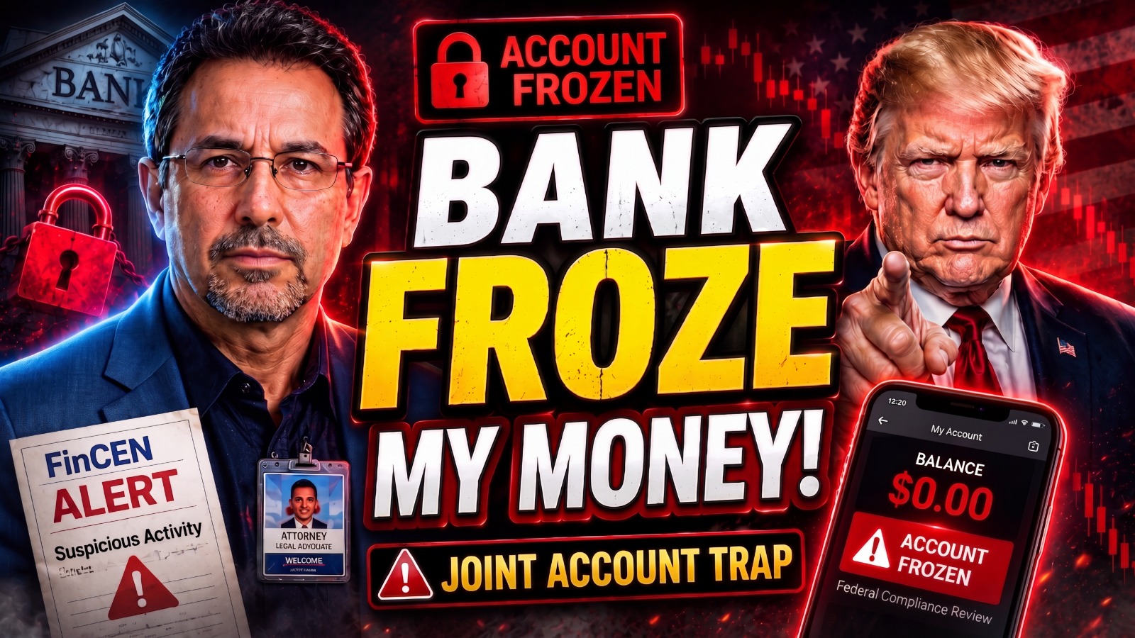 BANK FROZE MY MONEY! YouTube thumbnail design