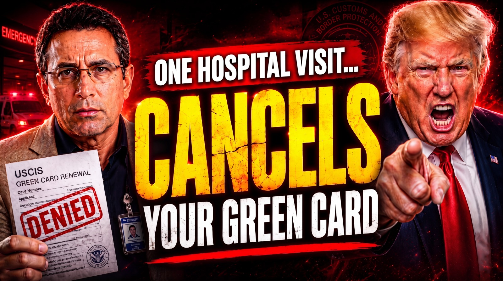 ONE HOSPITAL VISIT CANCELS YOUR GREEN CARD YouTube thumbnail design